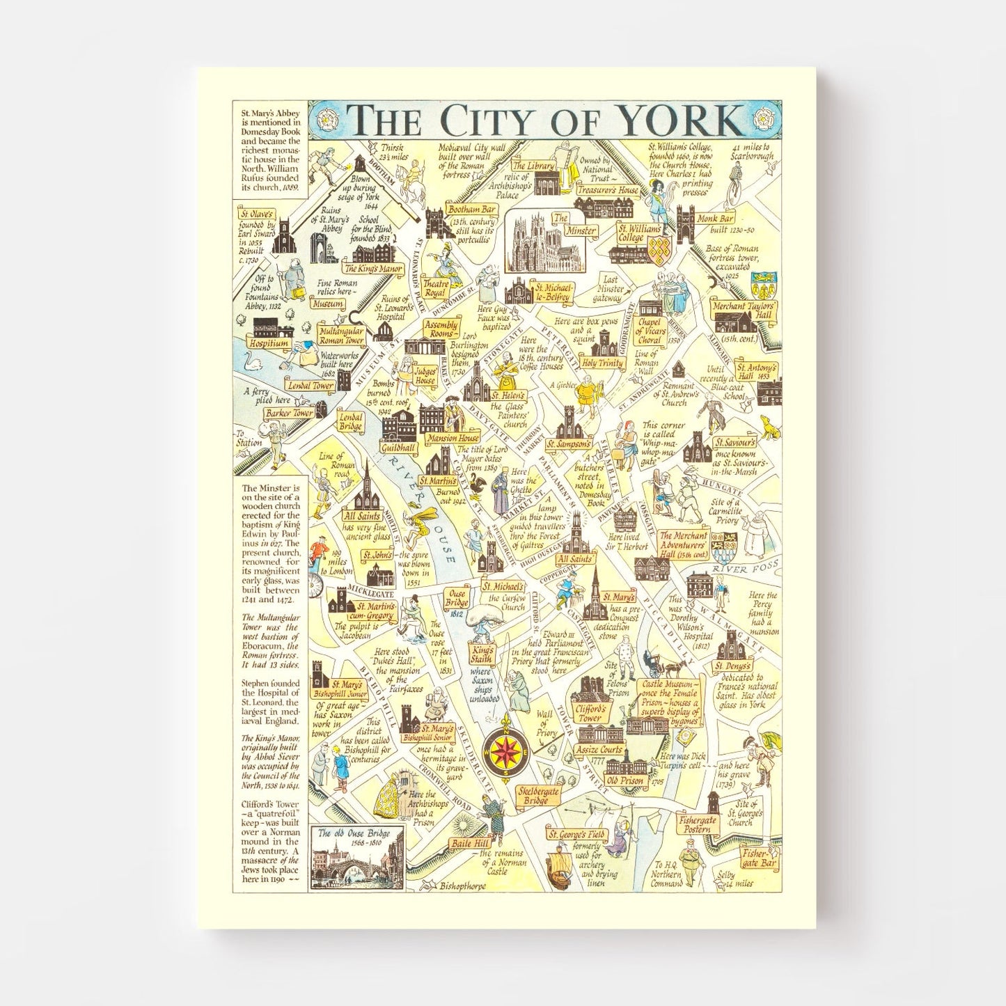 Vintage Map of York, England, 1948