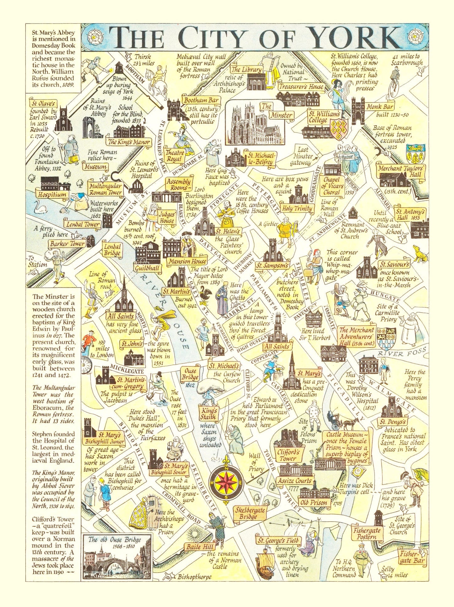 Vintage Map of York, England, 1948