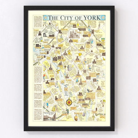 Vintage restored map of York, England, 1948