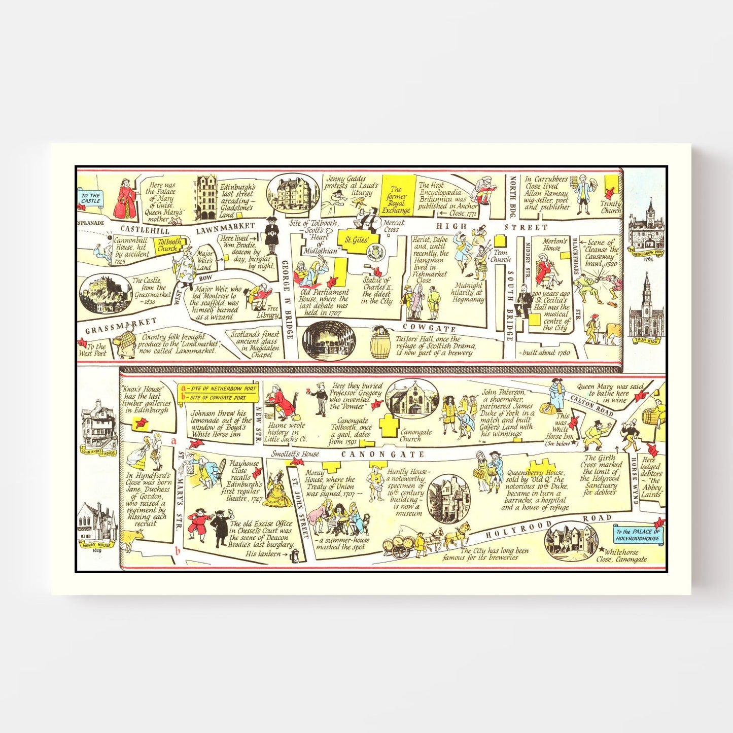 Vintage Map of the Royal Mile, Edinburgh, 1948