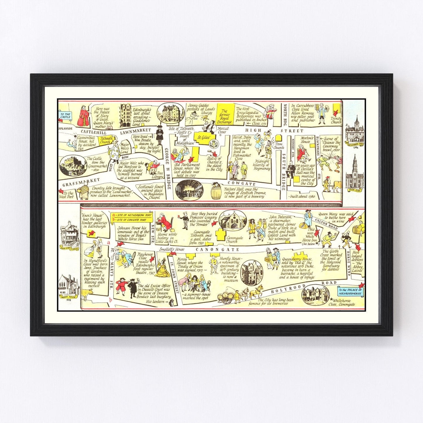 vintage map of the Royal Mile, Edinburgh, 1948