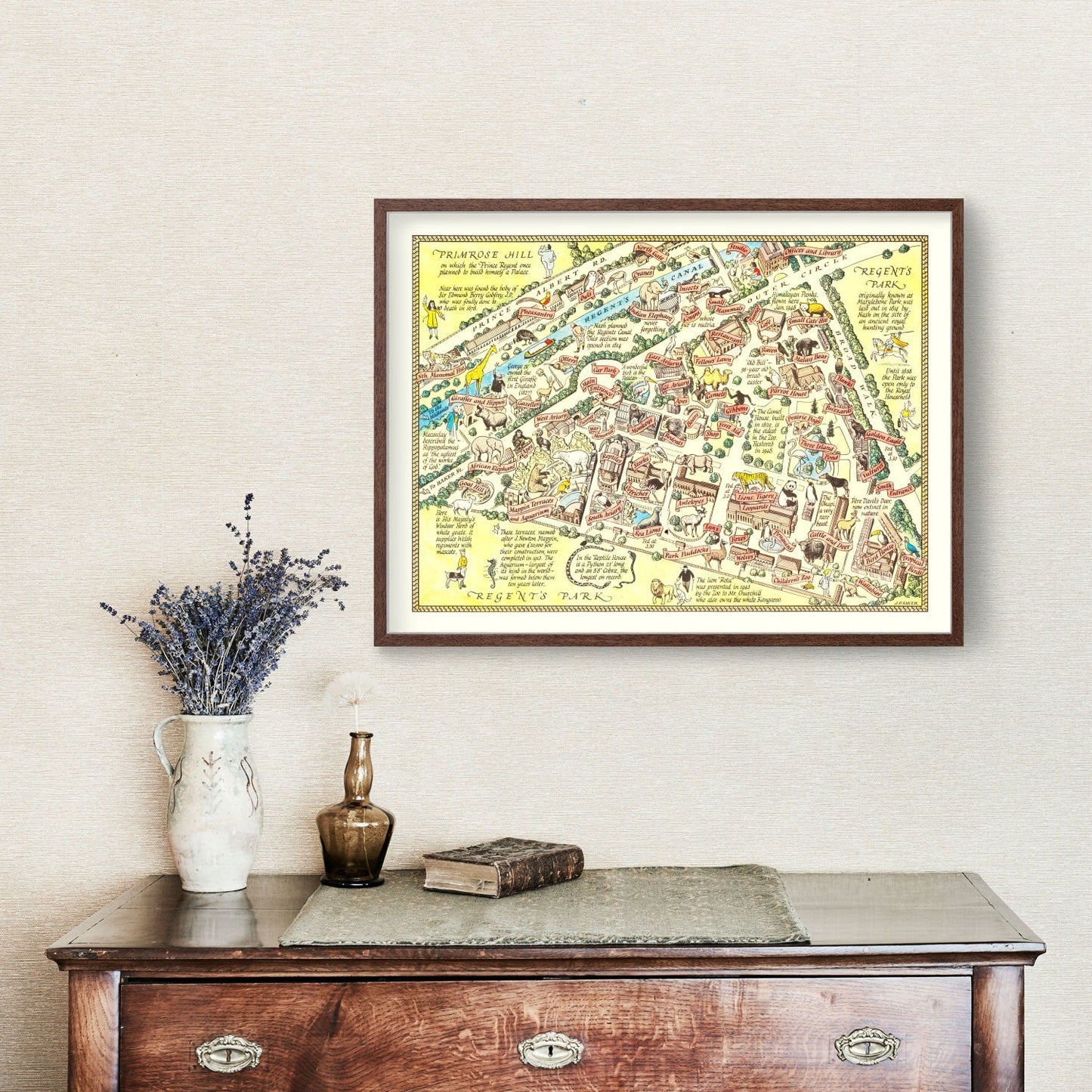 Vintage Map of Zoological Gardens Regent's Park London, 1947