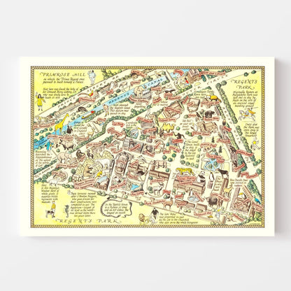 Vintage Map of Zoological Gardens Regent's Park London, 1947