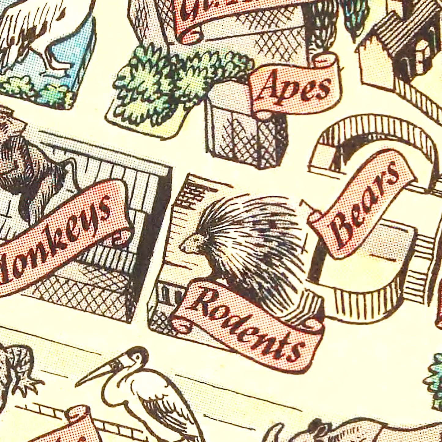 Vintage Map of Zoological Gardens Regent's Park London, 1947