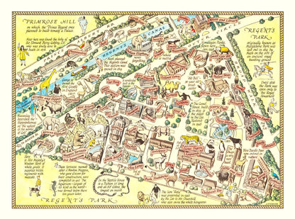 Vintage Map of Zoological Gardens Regent's Park London, 1947