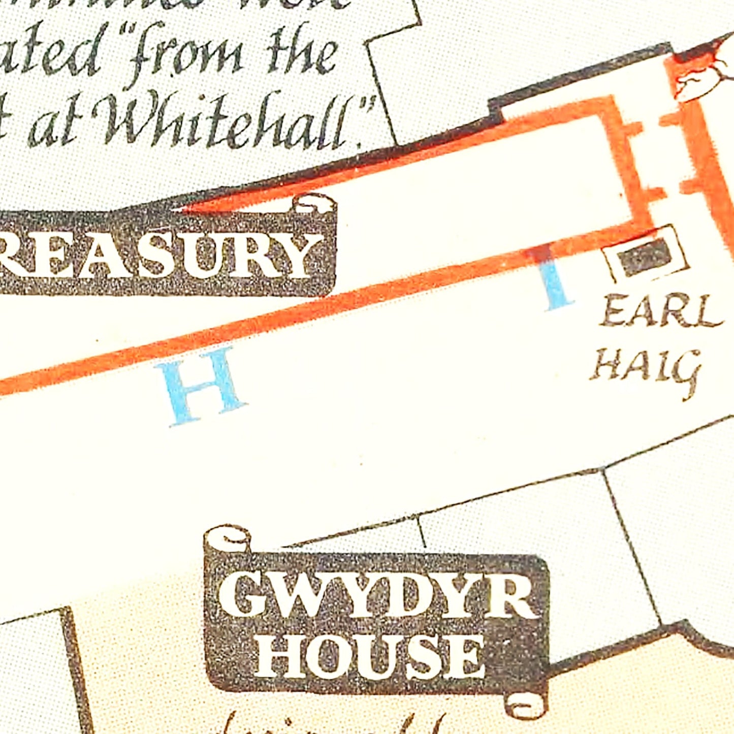 Vintage Map of Whitehall, London 1948