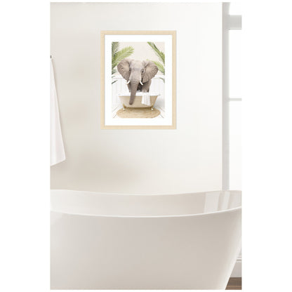 Elephant Front Palm Bathtub by Amy Peterson Framed Wall Art Print