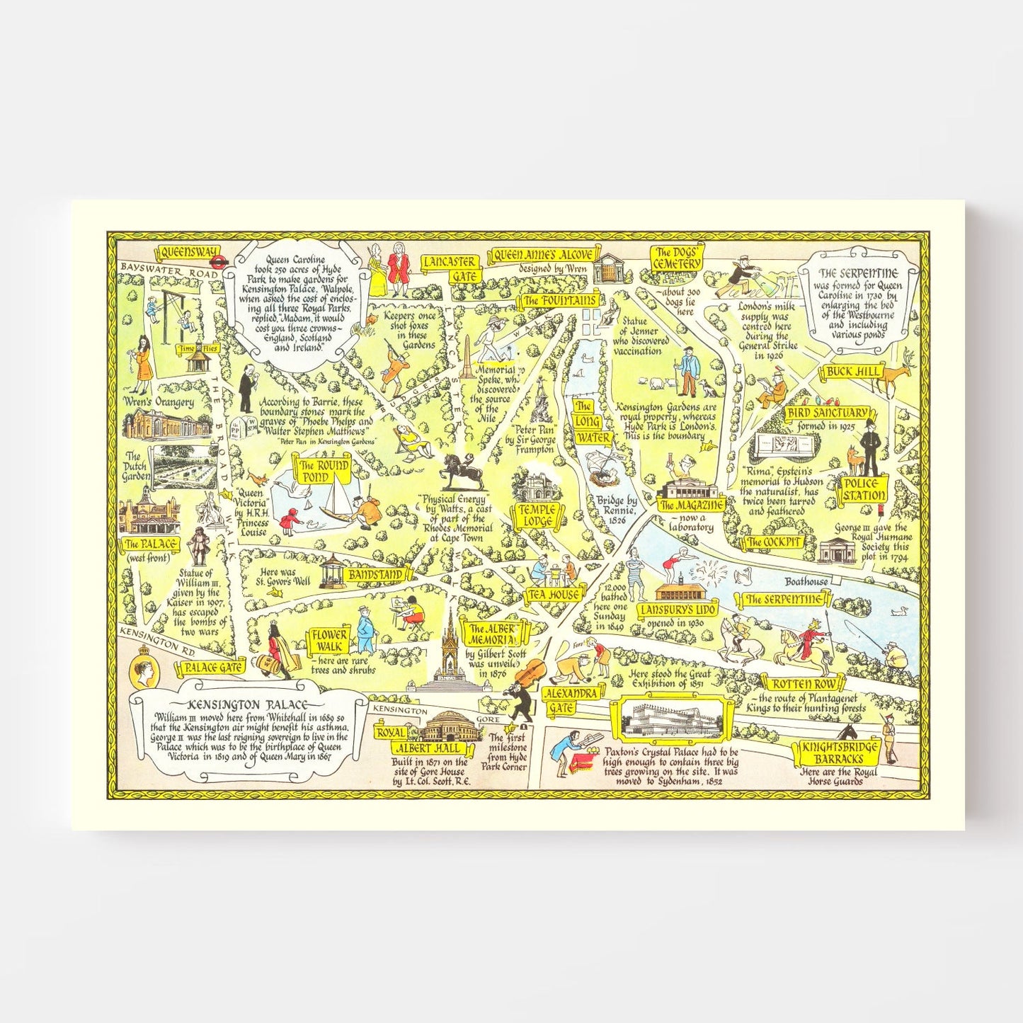 Vintage Map of Kensington Palace, London, 1948
