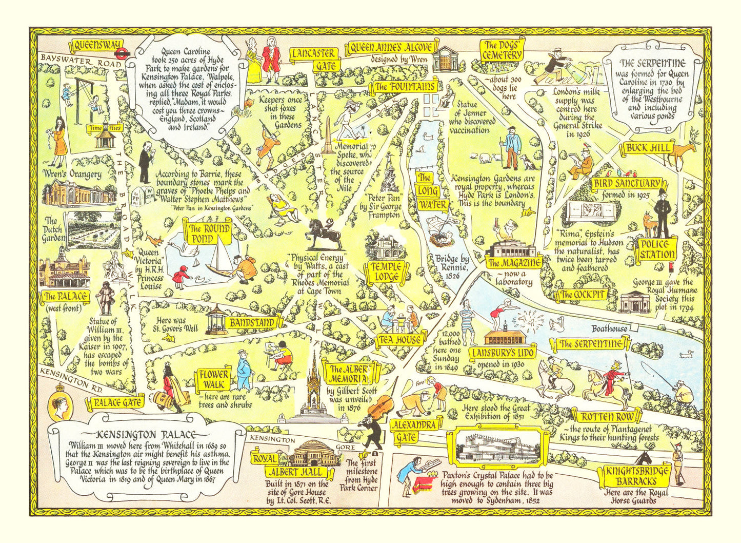 Vintage Map of Kensington Palace, London, 1948
