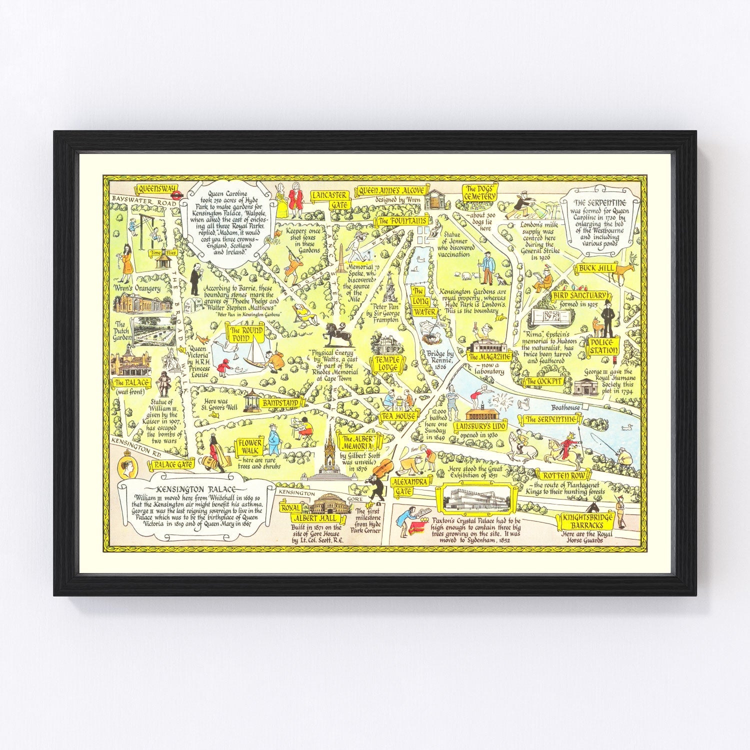 Vintage map of Kensington Palace, London, 1948
