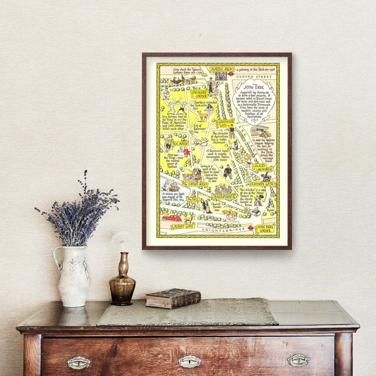 Vintage Map of Hyde Park, London, 1948