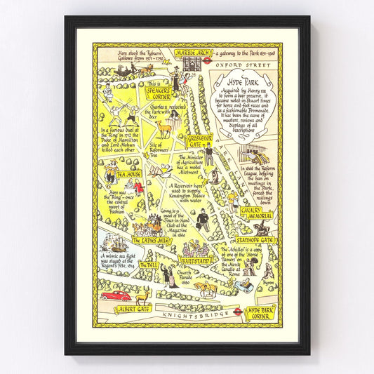 vintage map of Hyde Park, London, 1948