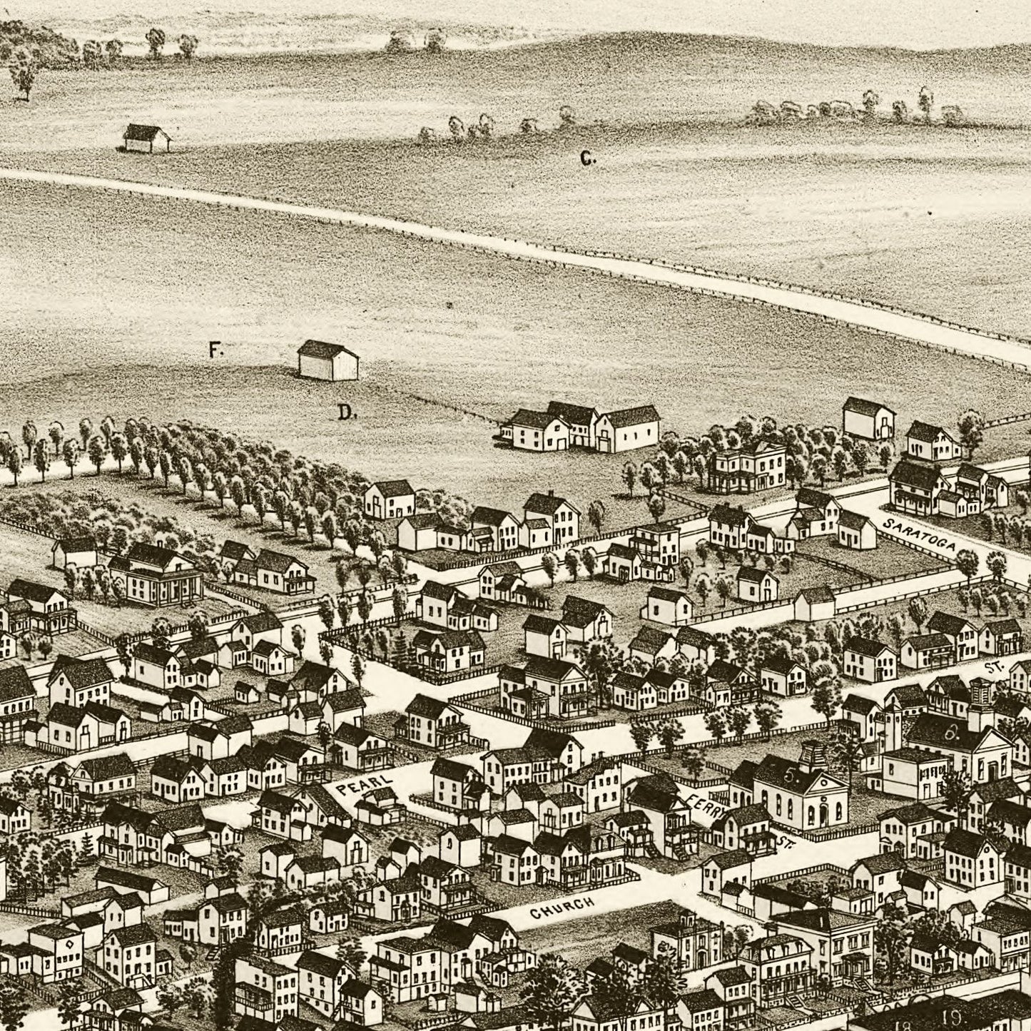 Vintage Map of Schuylerville, New York, 1889
