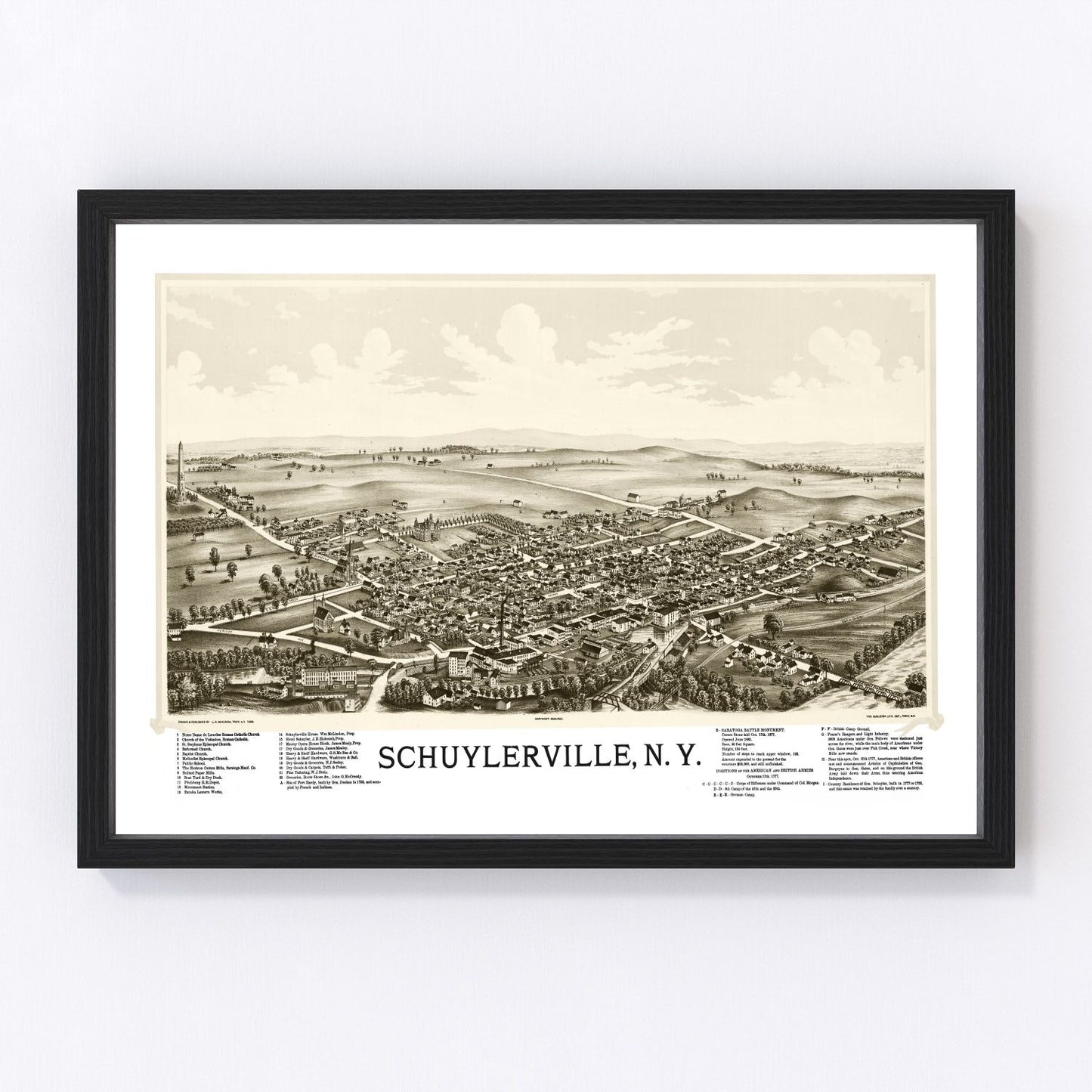 vintage map of Schuylerville, New York, 1889