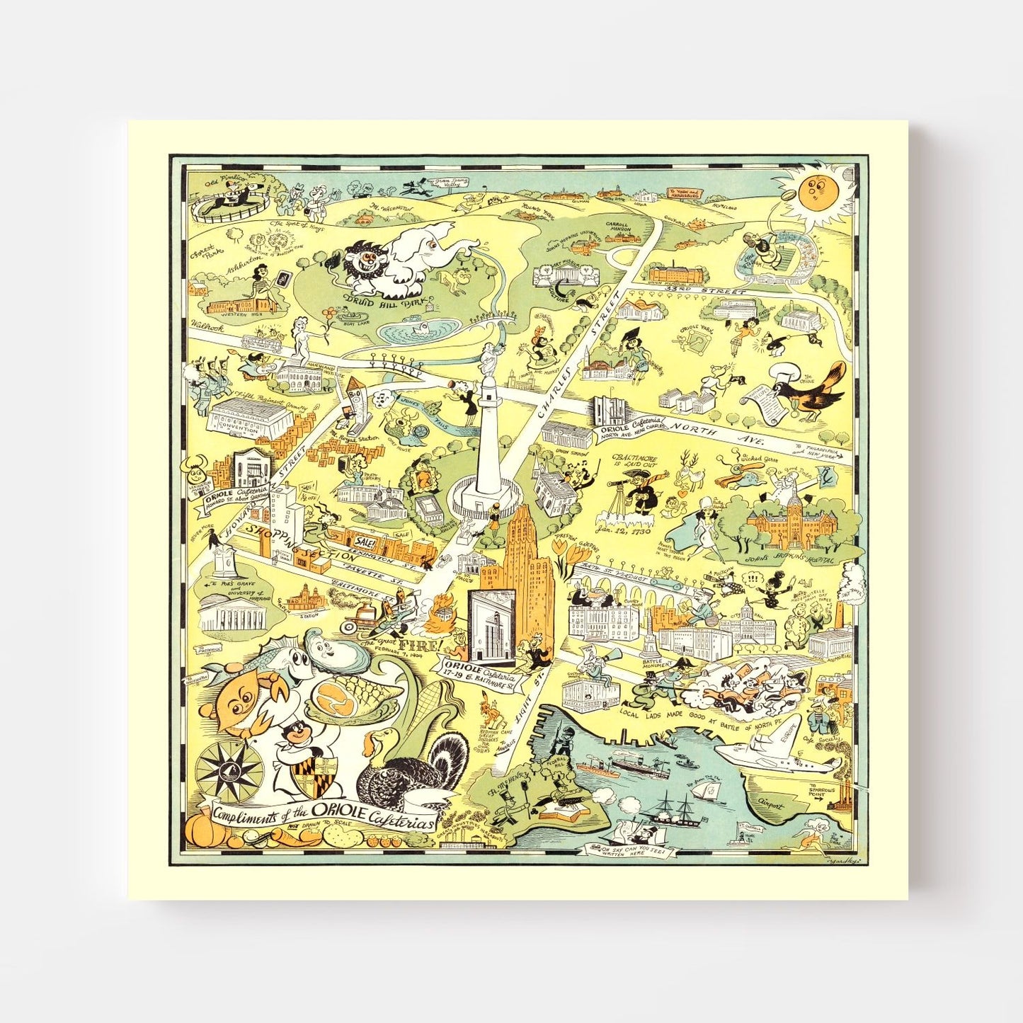 Vintage Map of Baltimore, Maryland, 1947