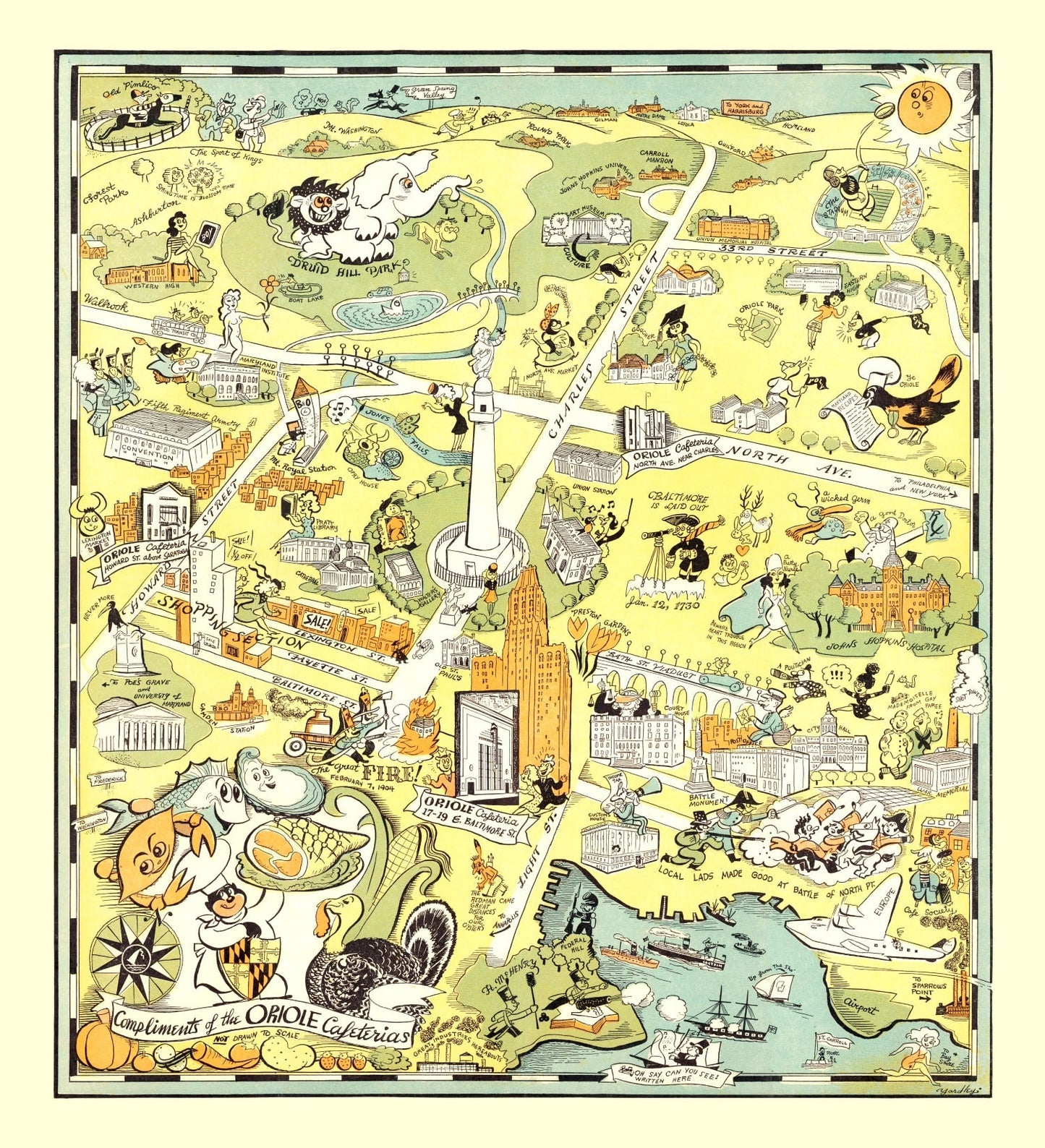 Vintage Map of Baltimore, Maryland, 1947
