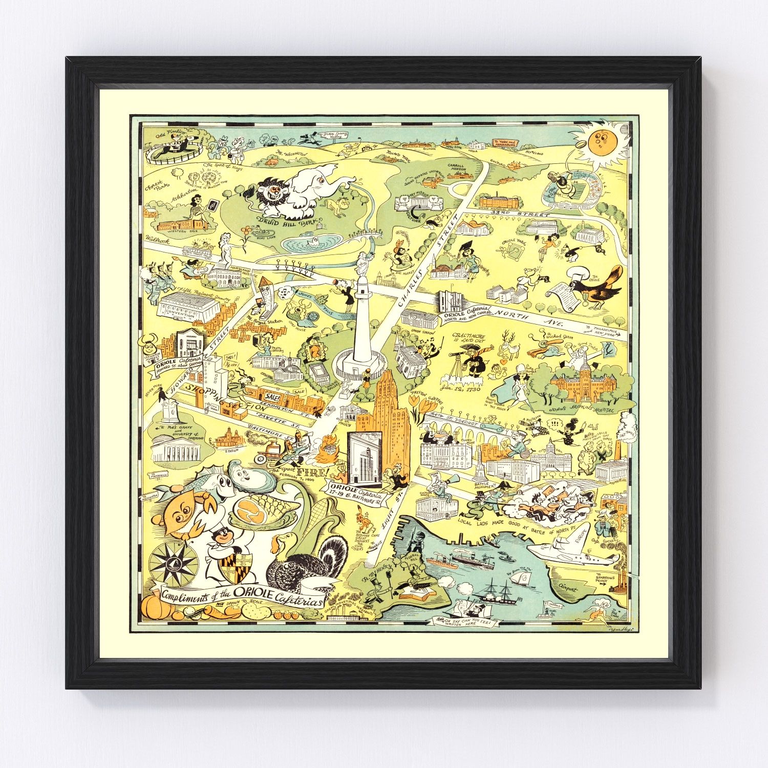 Vintage map of Baltimore, Maryland, 1947