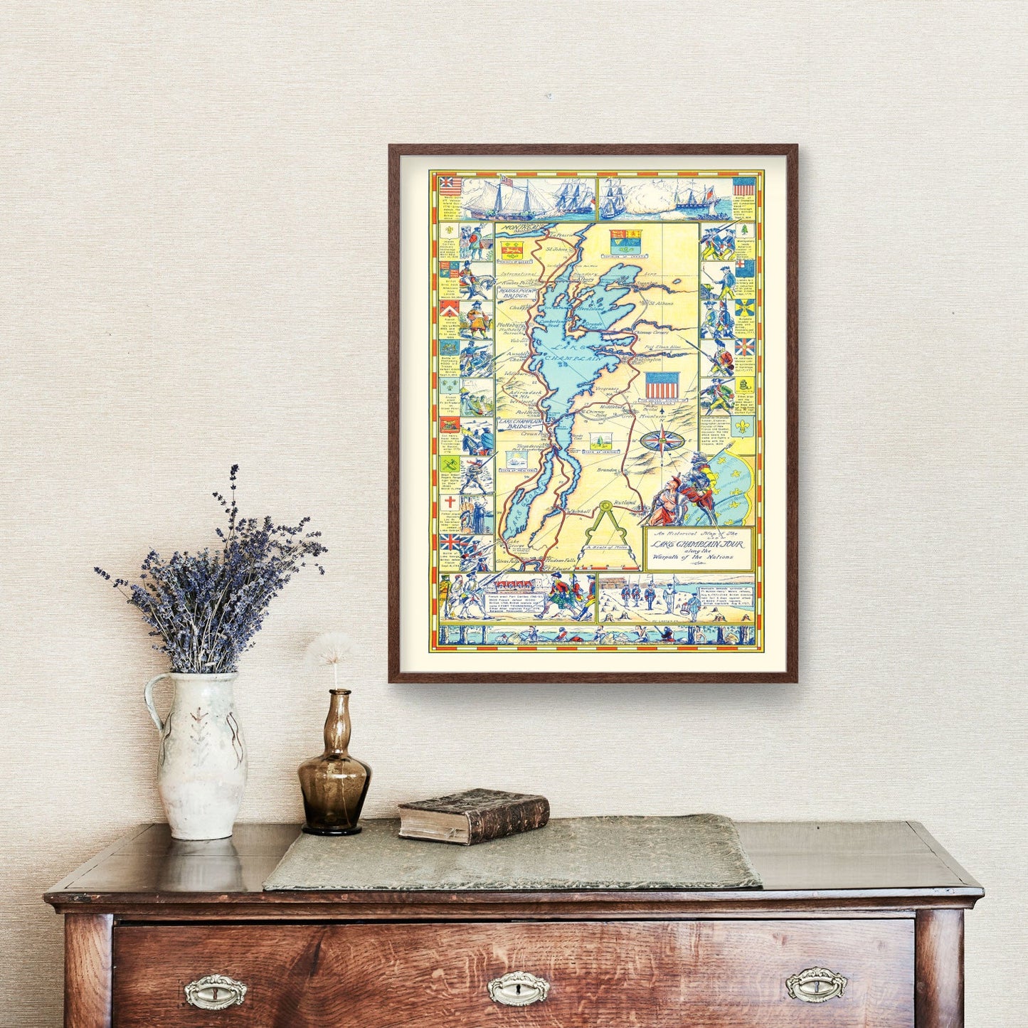 Vintage Map of Lake Champlain, New York, 1939