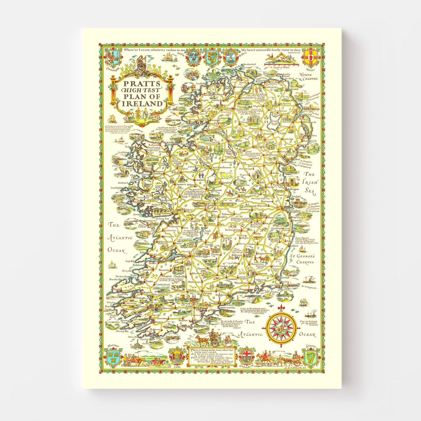 Vintage Map of Ireland, 1933