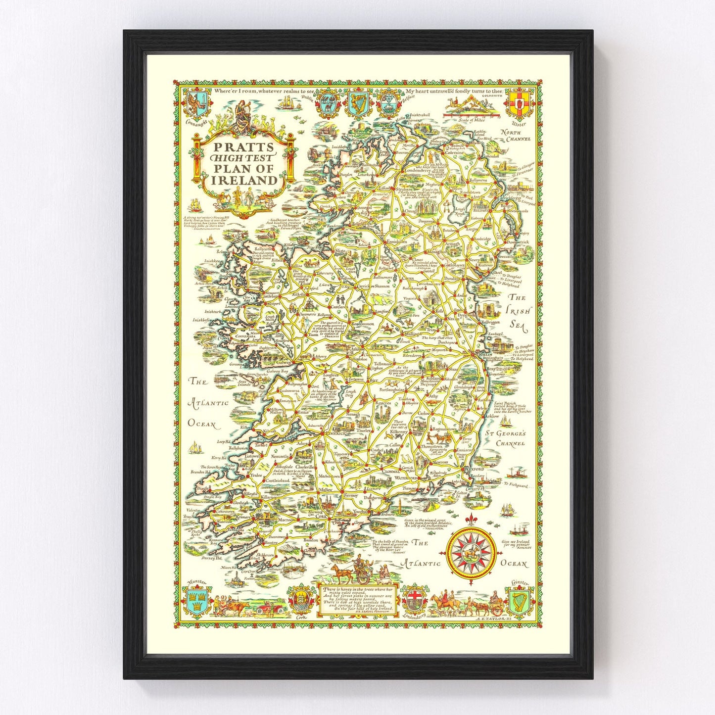 Vintage map of Ireland, 1933