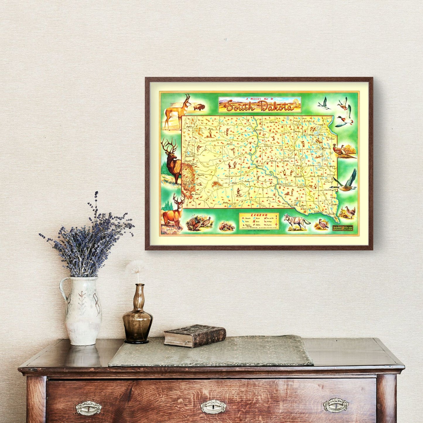 Vintage Map of South Dakota, 1946