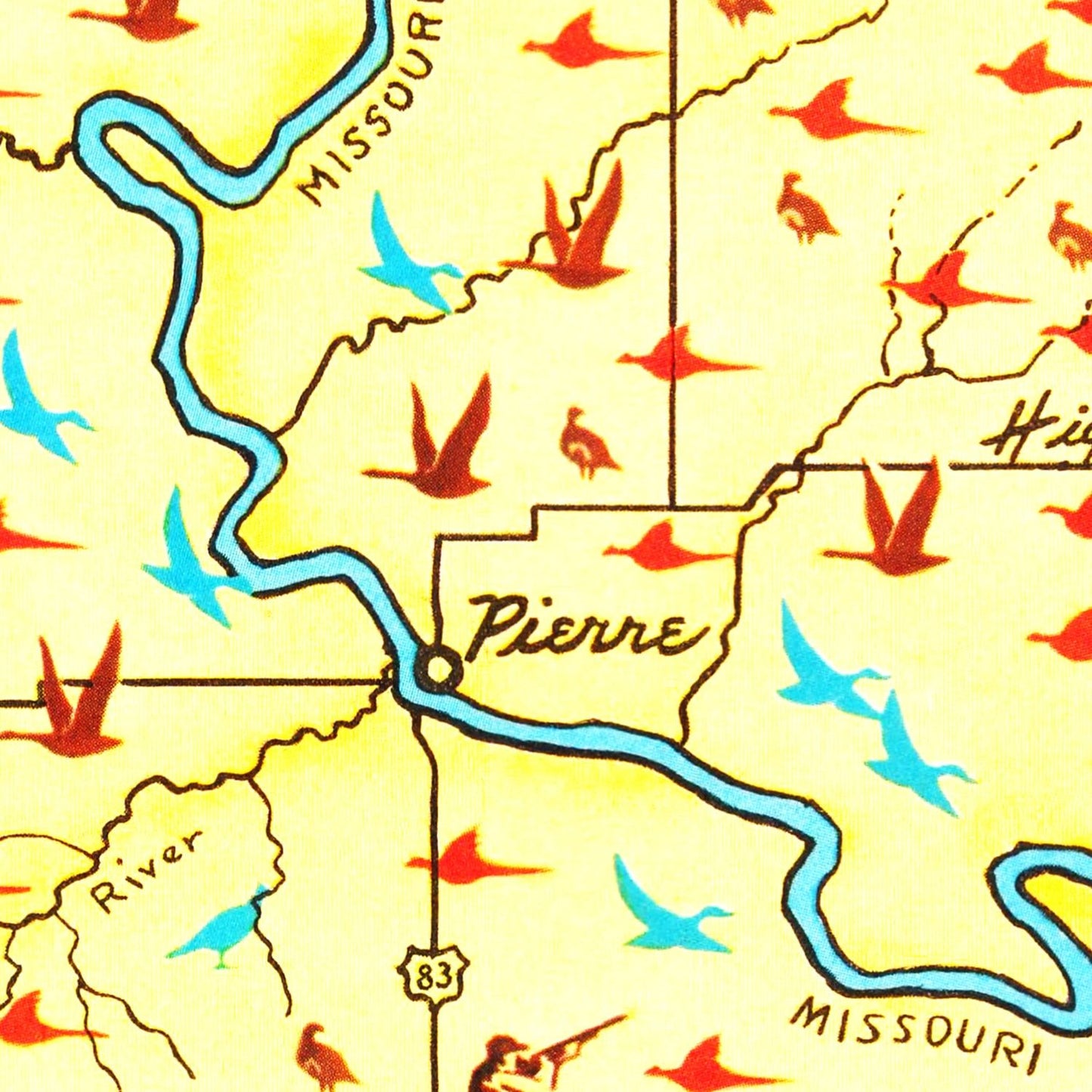Vintage Map of South Dakota, 1946