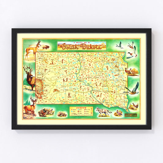 vintage map of South Dakota, 1946