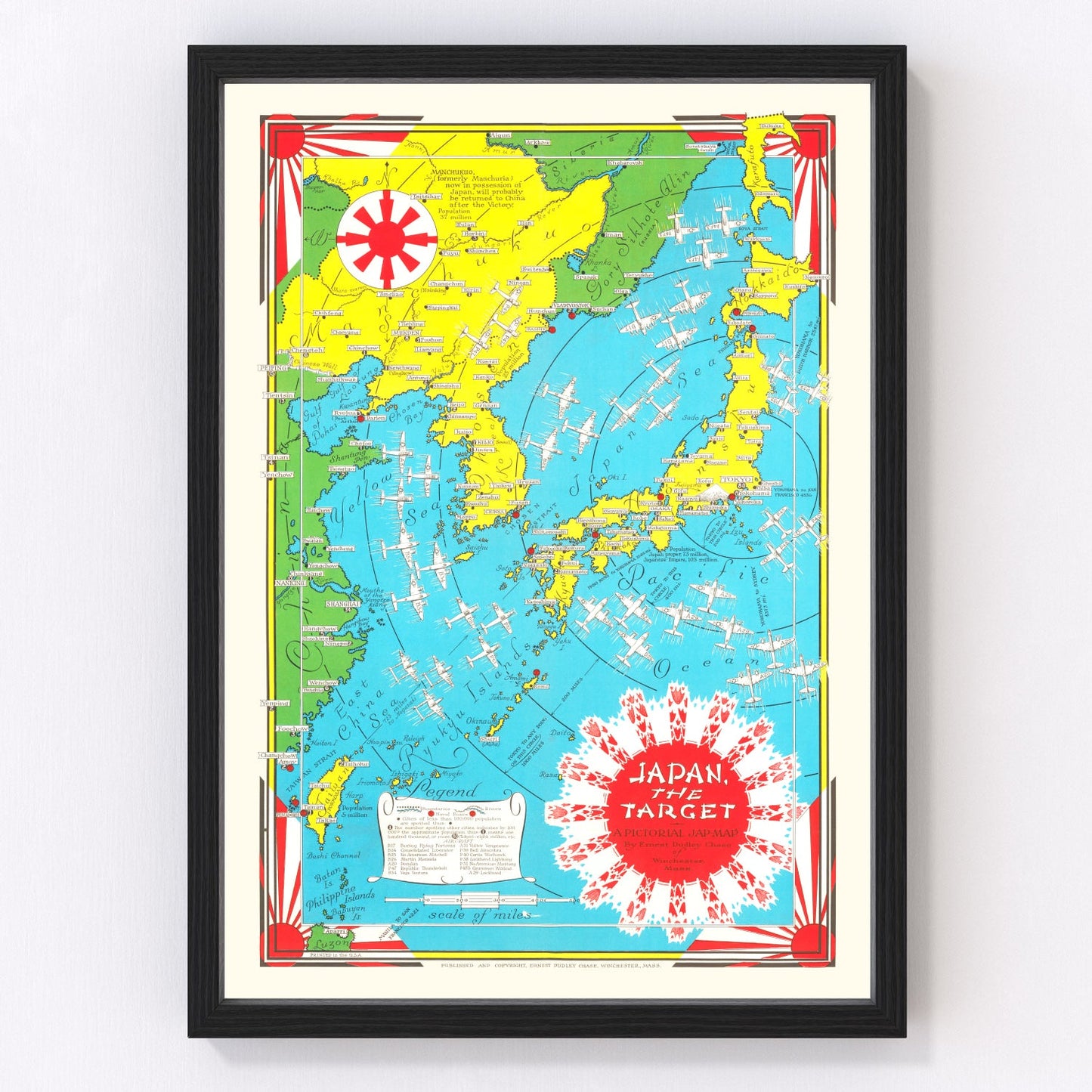 vintage military map of Japan, 1944