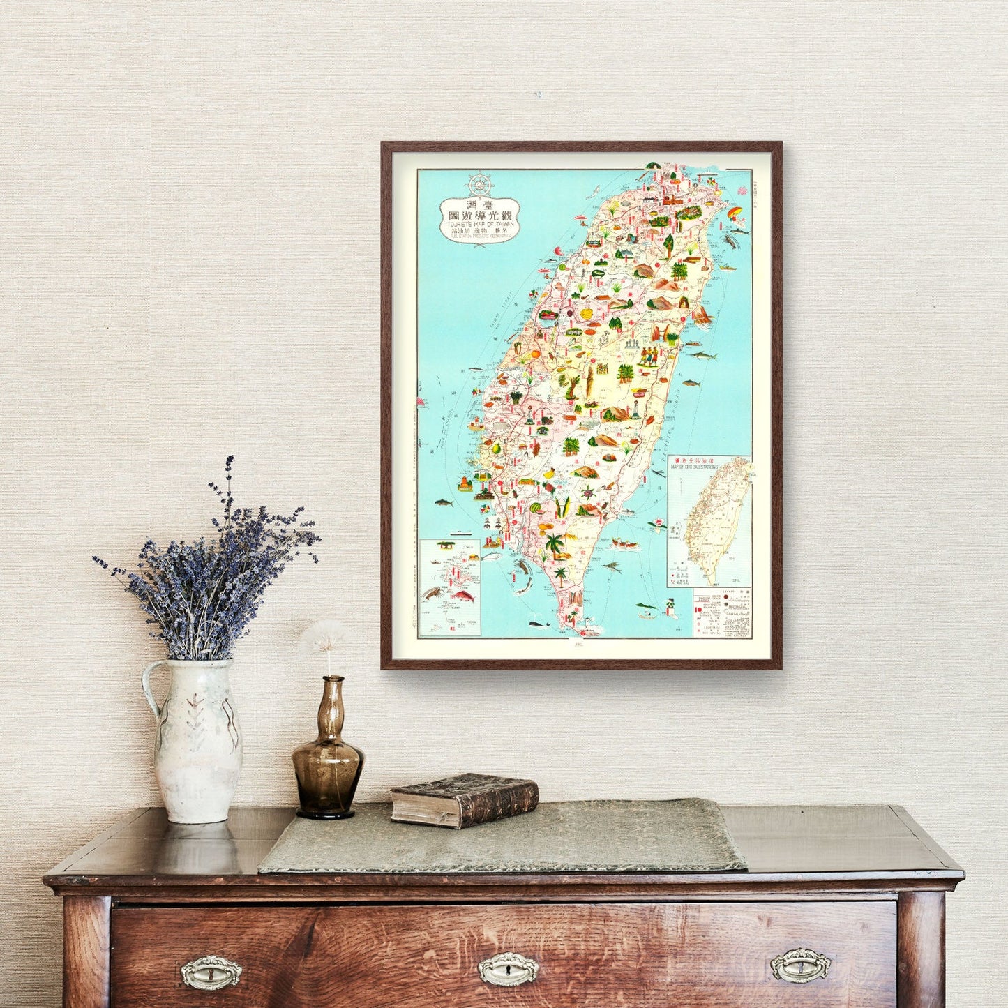 Vintage Map of Taiwan, 1969