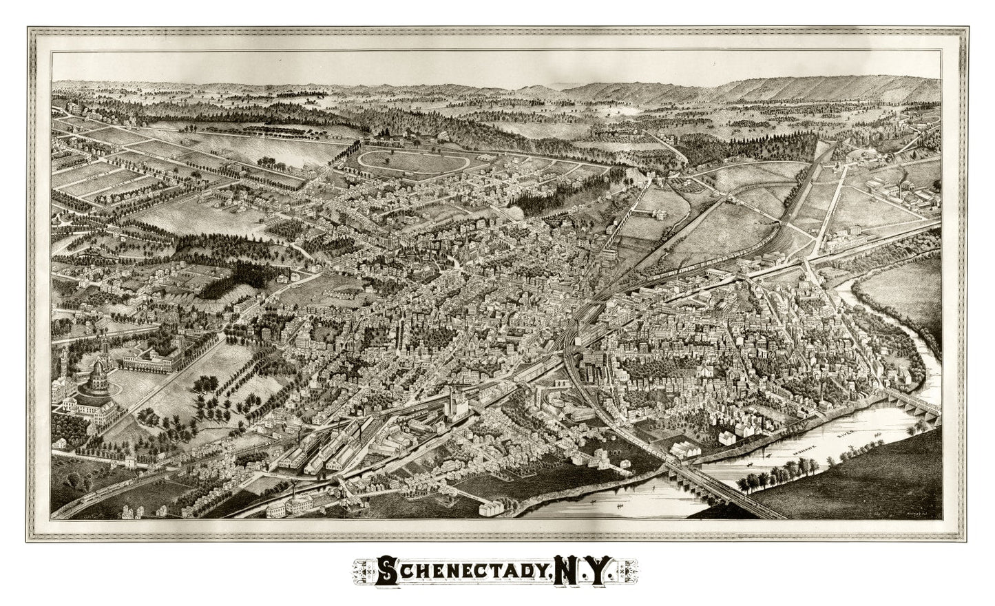 Vintage Map of Schenectady, New York, 1882