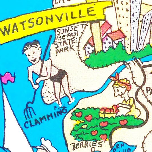 Vintage Map of Santa Cruz County, California, 1966