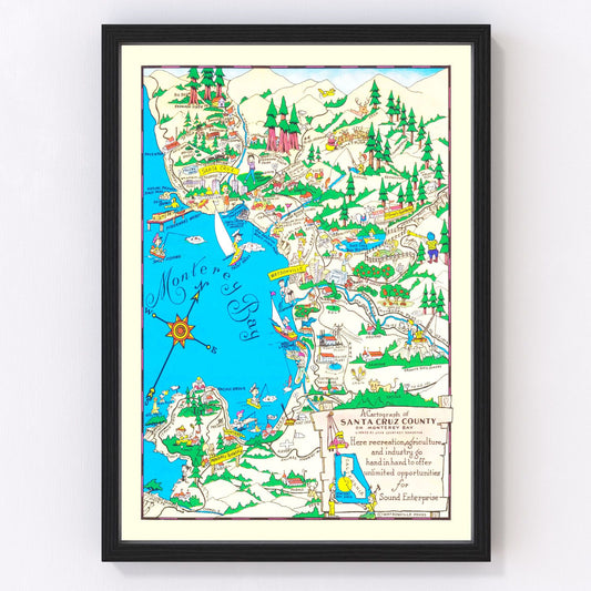 vintage map of Santa Cruz County, California, 1966