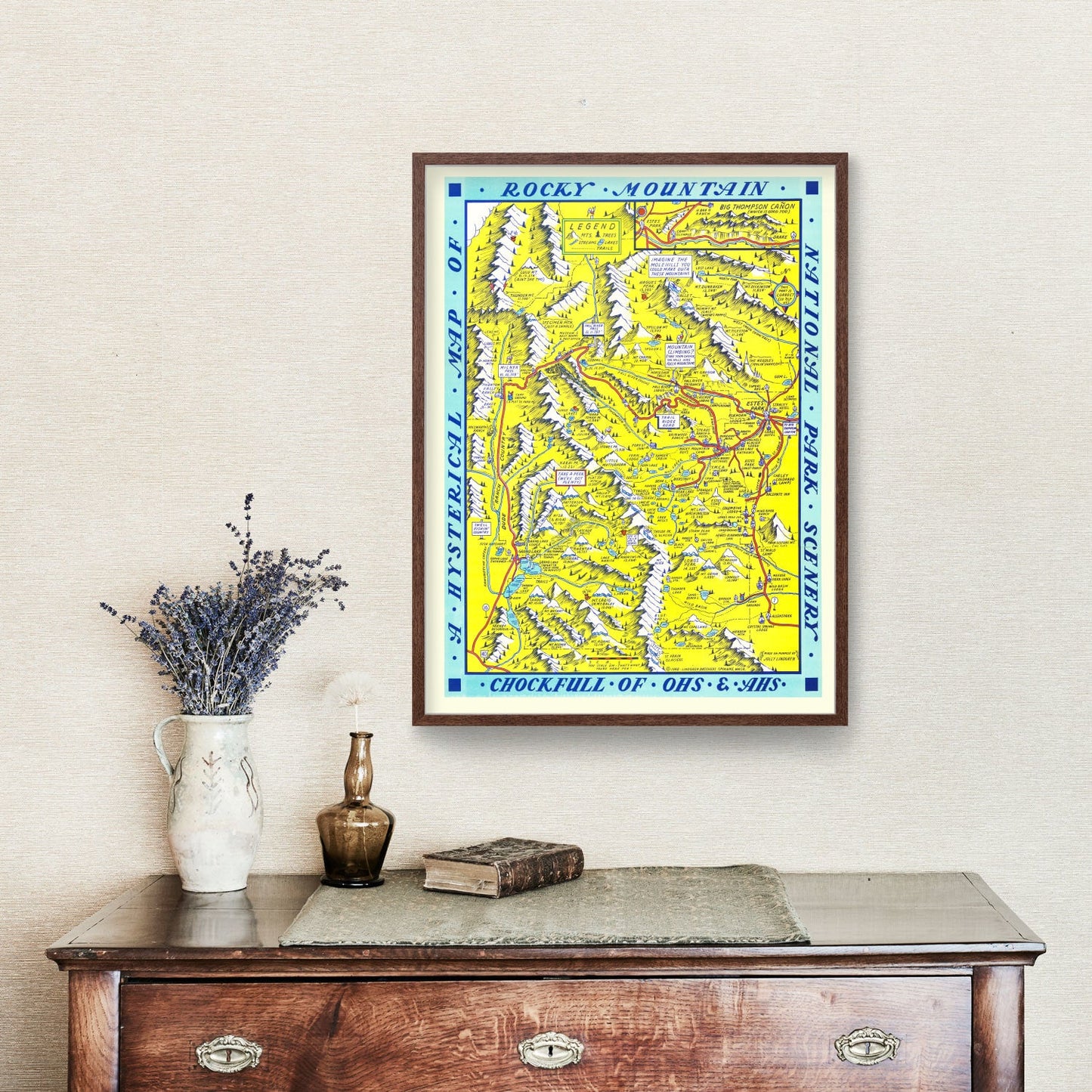 Vintage Map of Rocky Mountain National Park, Colorado, 1948