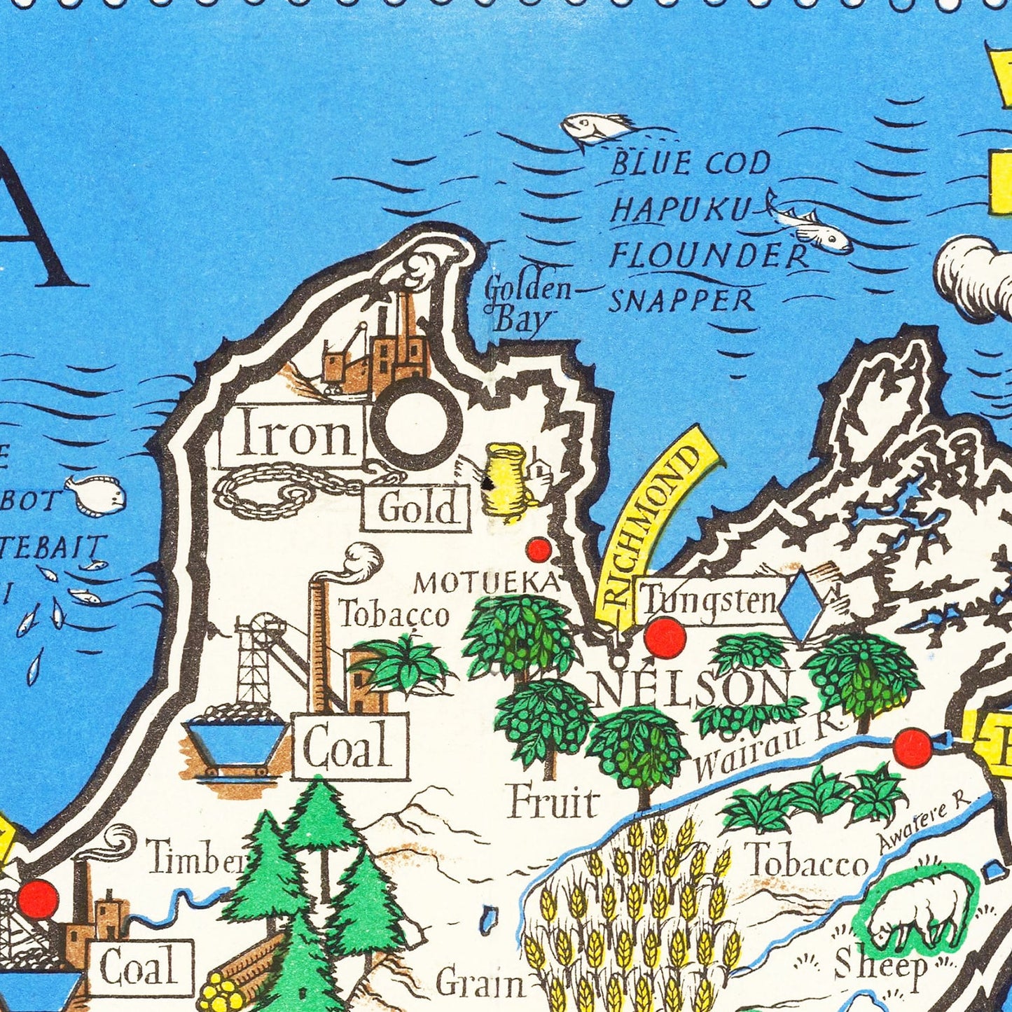 Vintage Map of New Zealand, 1943
