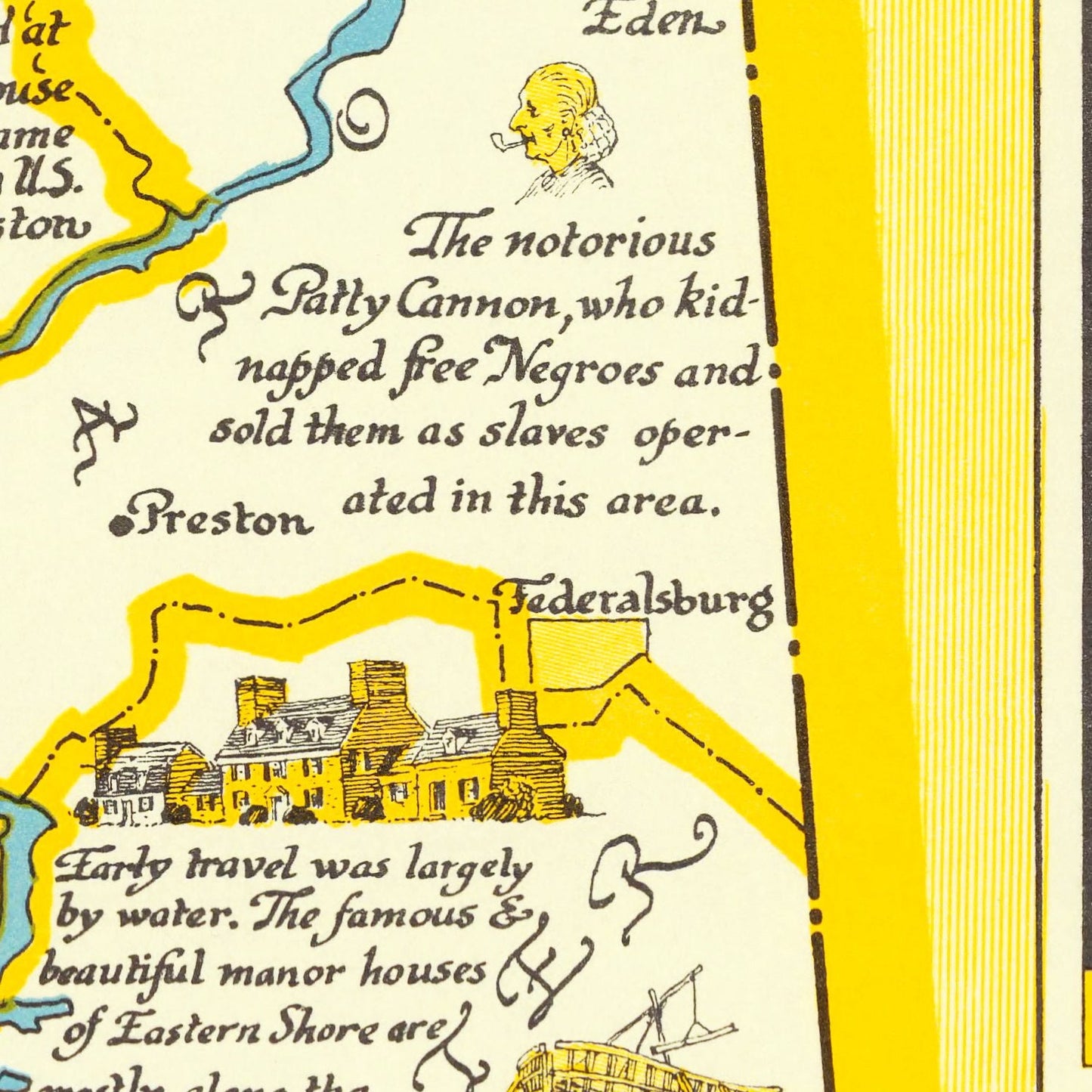 Vintage Map of the Eastern Shore of Maryland, 1957