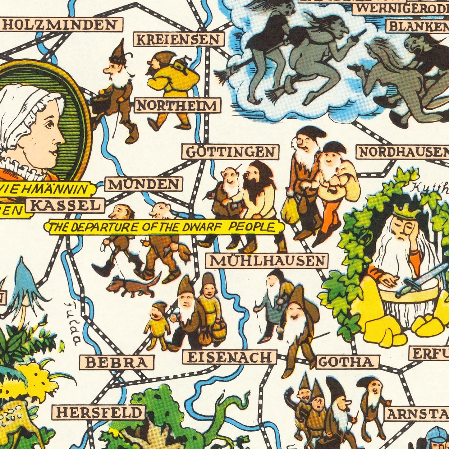 Vintage Fairy Tale Map of Germany, 1960