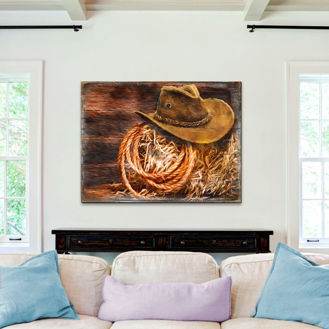 Handcrafted cowboy hat wood wall art