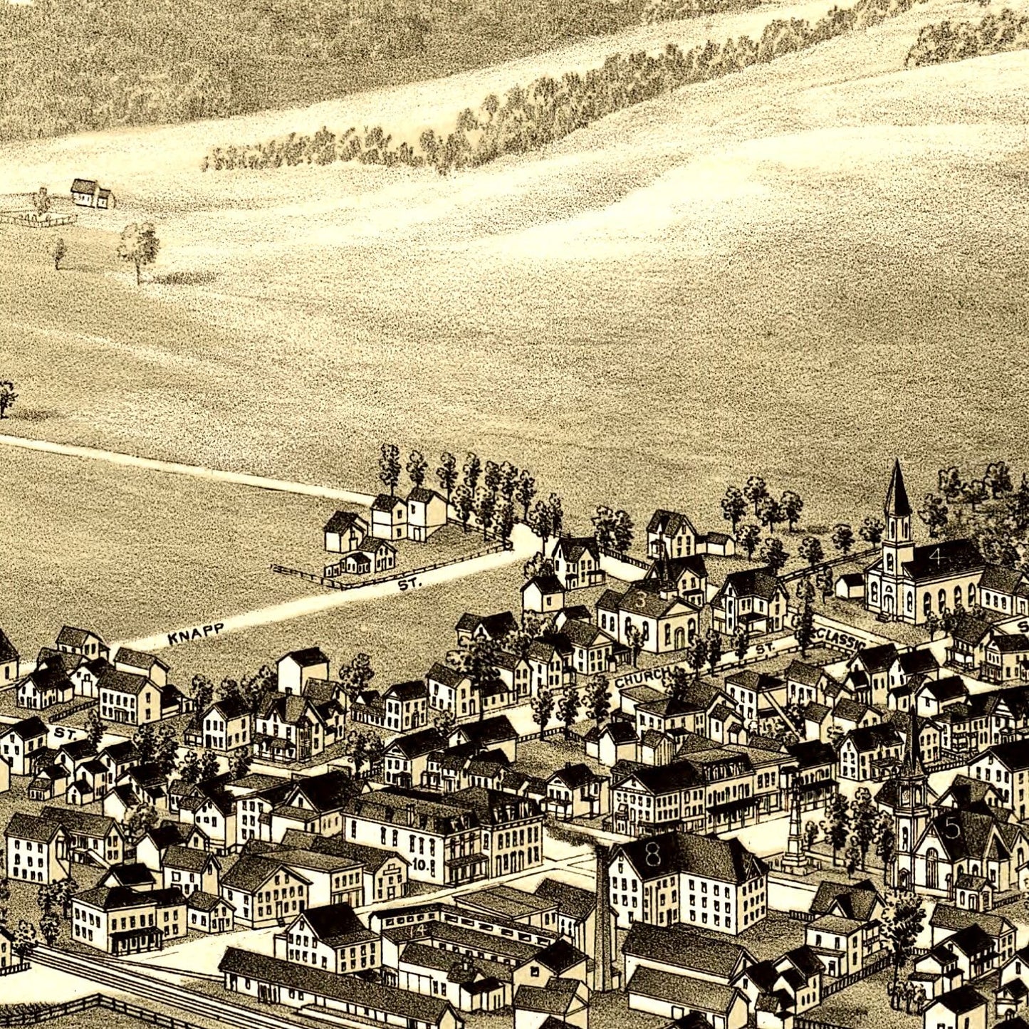 Vintage Map of Sherburne, New York, 1887