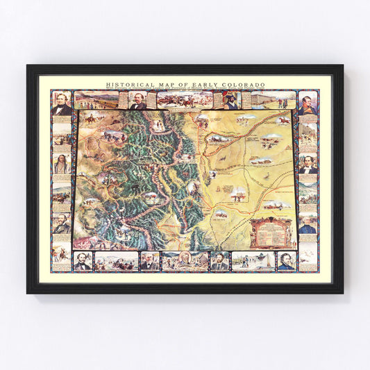 Vintage restored map of Colorado, 1935, Depression-era state cartography