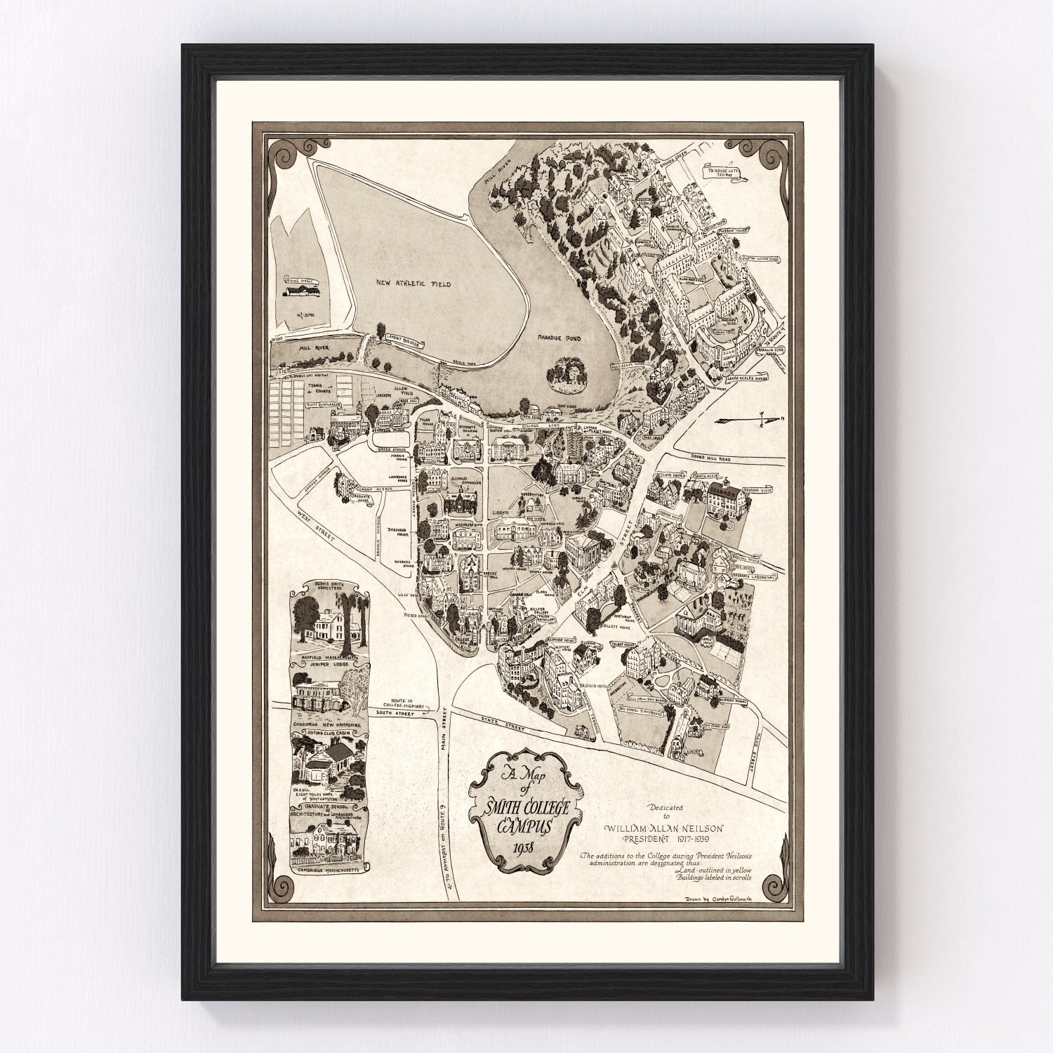 vintage map of Northampton, Massachusetts, 1938