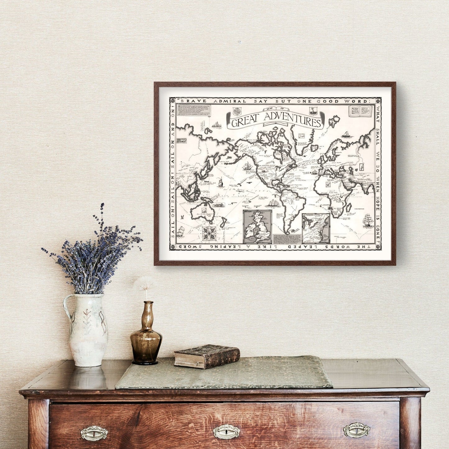 World Map of Great Adventures, 1928 Wall Art