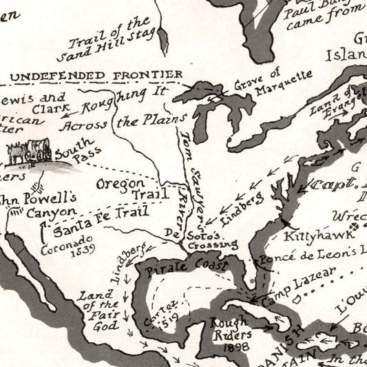 World Map of Great Adventures, 1928 Wall Art