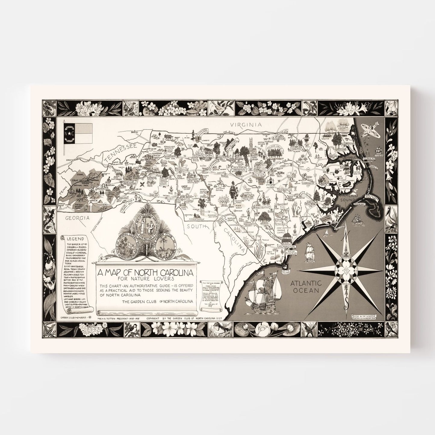 Vintage Map of North Carolina, 1937