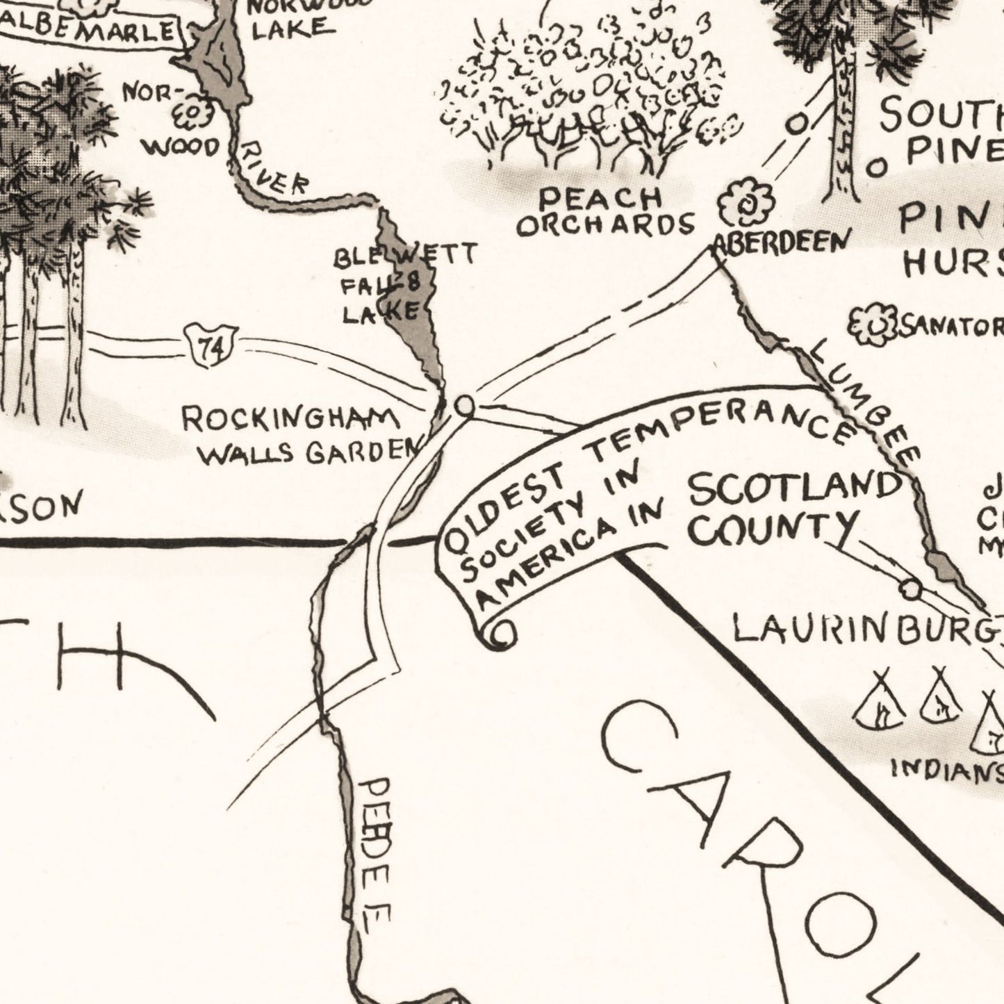 Vintage Map of North Carolina, 1937