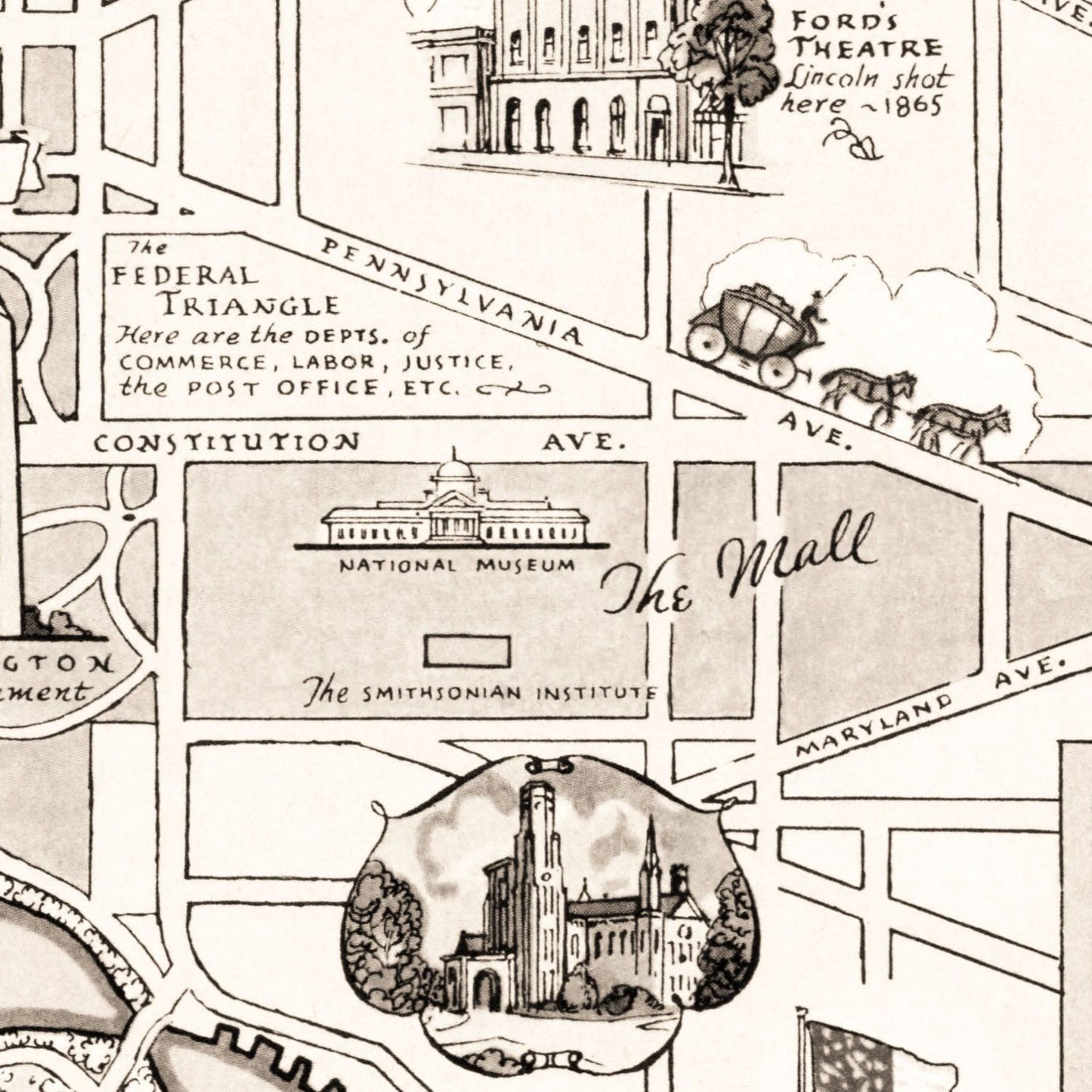 Vintage Map of Washington, DC, 1938
