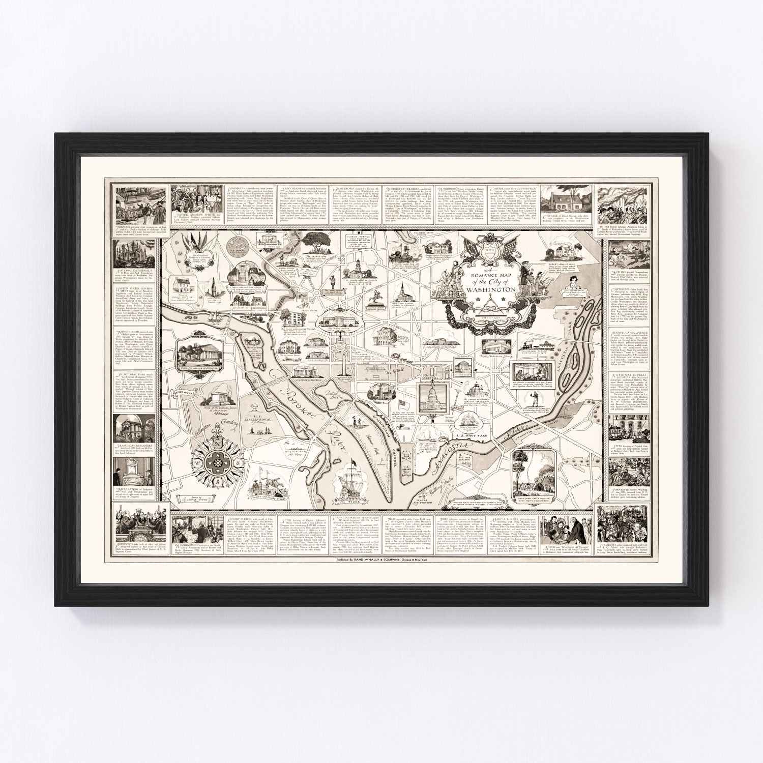 Vintage map of Washington, DC, 1938, the nation's capital, digitally restored