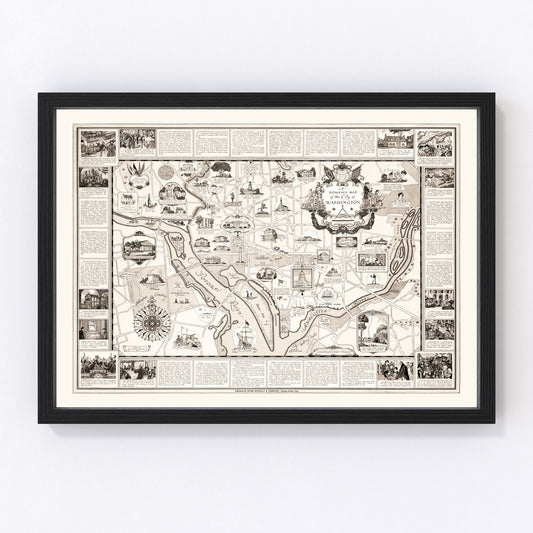 Vintage map of Washington, DC, 1938, the nation's capital, digitally restored