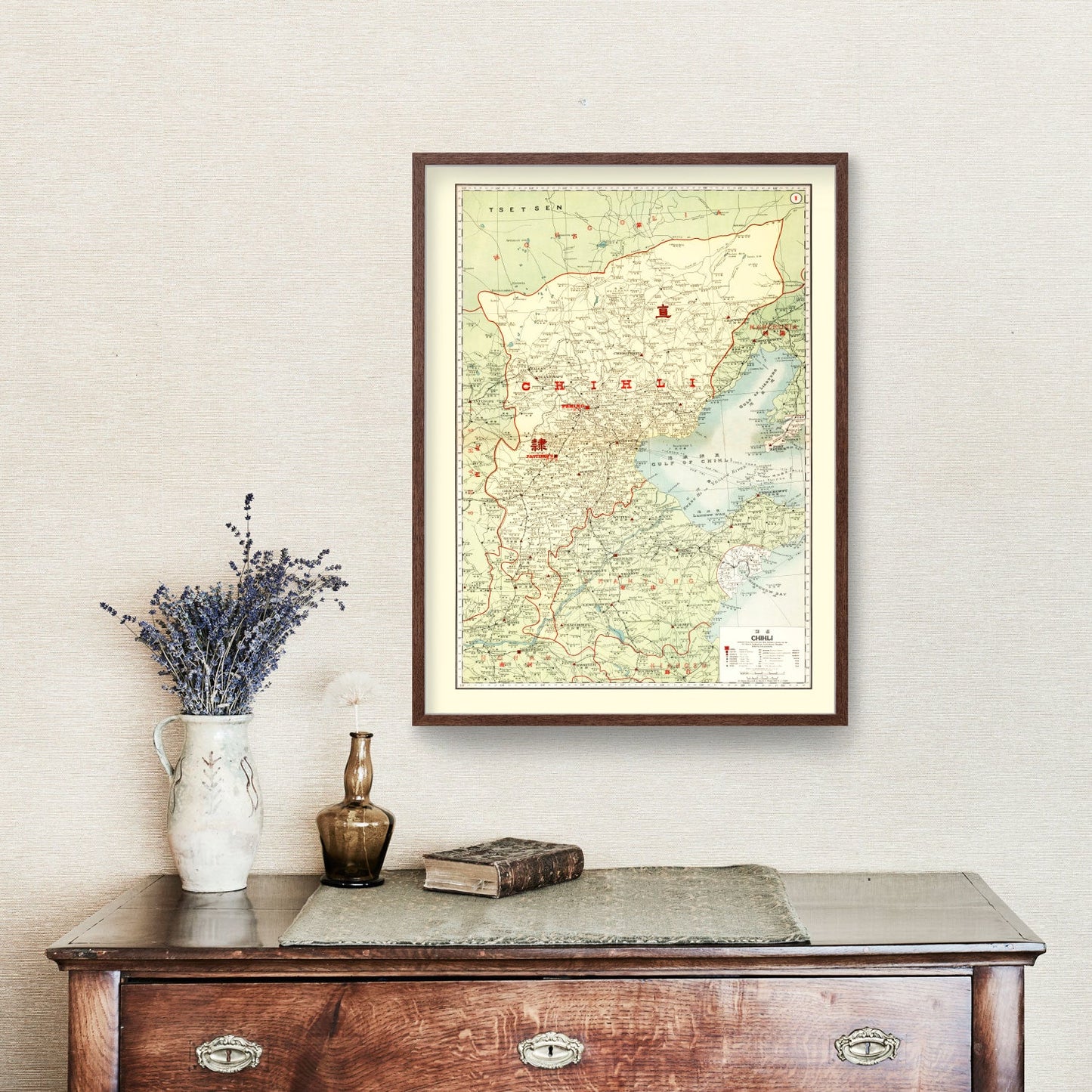 Vintage Map of Chihli Province, China, 1917