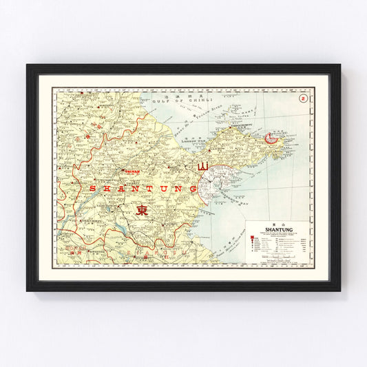 vintage map of Shantung, China, 1917