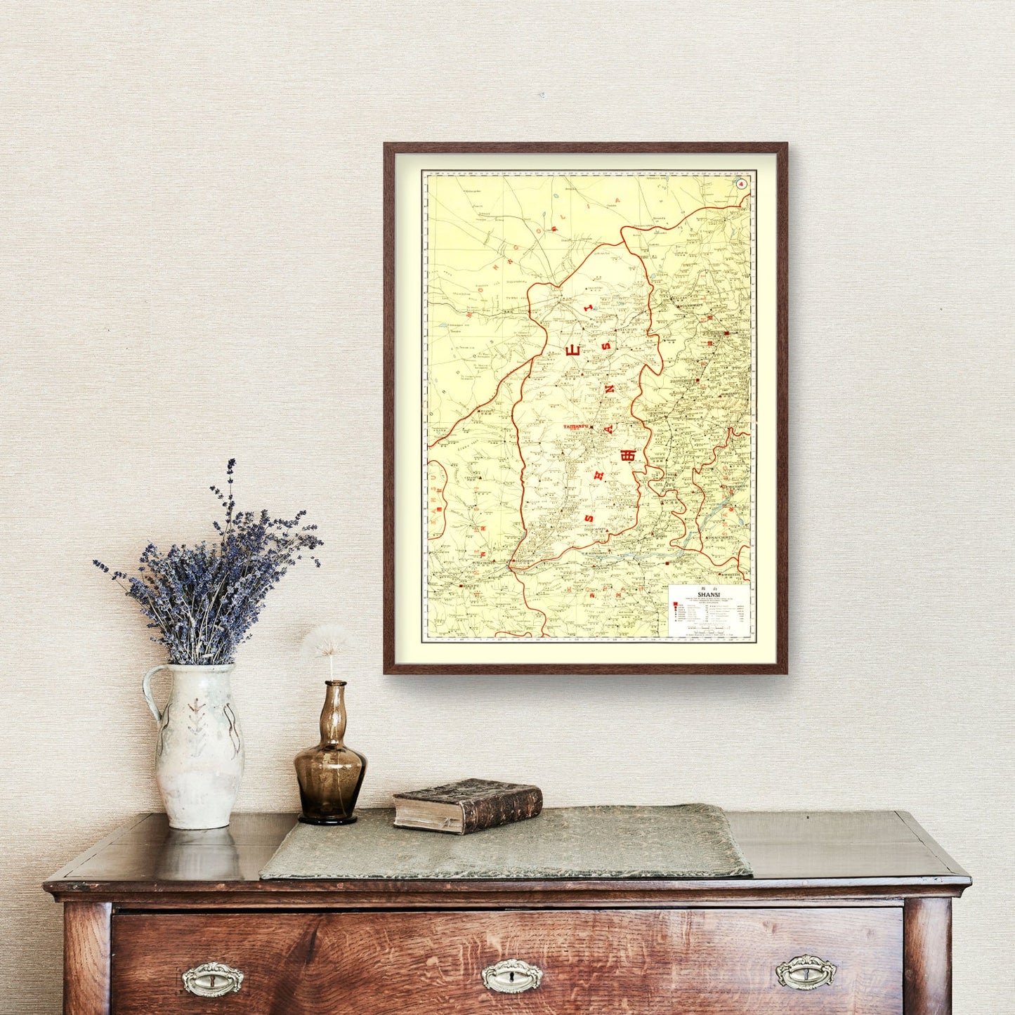 Vintage Map of Shansi, China, 1917
